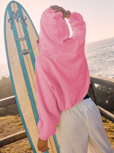 Half Zip Pocketed Dropped Shoulder Hoodie Shop One Place