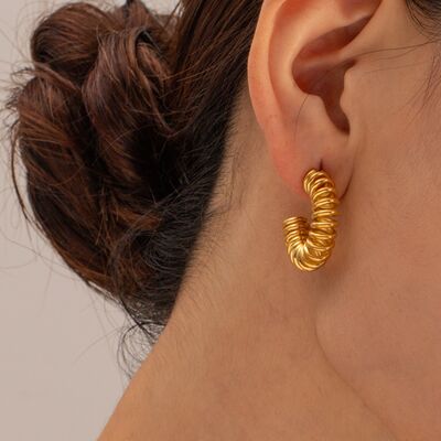 18K Gold-Plated Stainless Steel C-Hoop Earrings Shop One Place