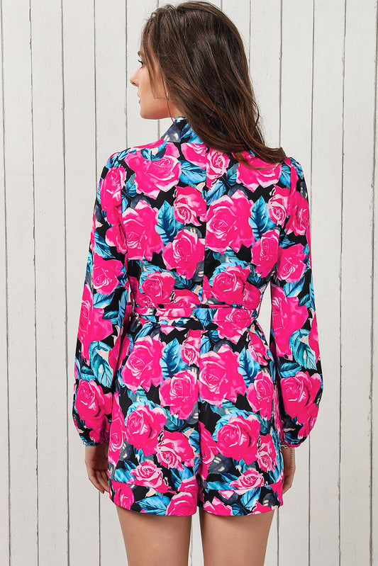 Deep V Tie Waist Romper Shop One Place