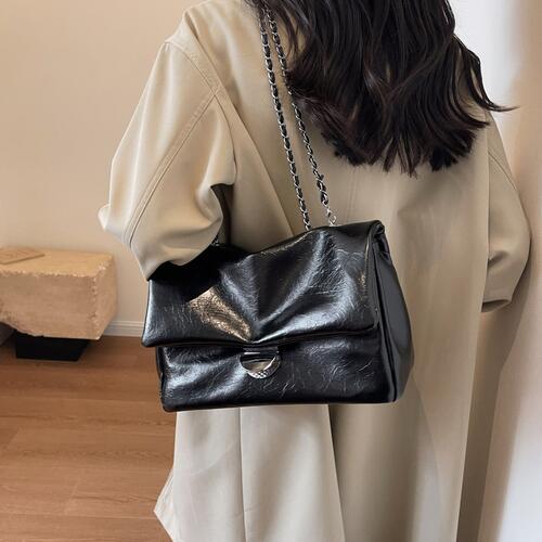 Textured PU Leather Shoulder Bag Shop One Place
