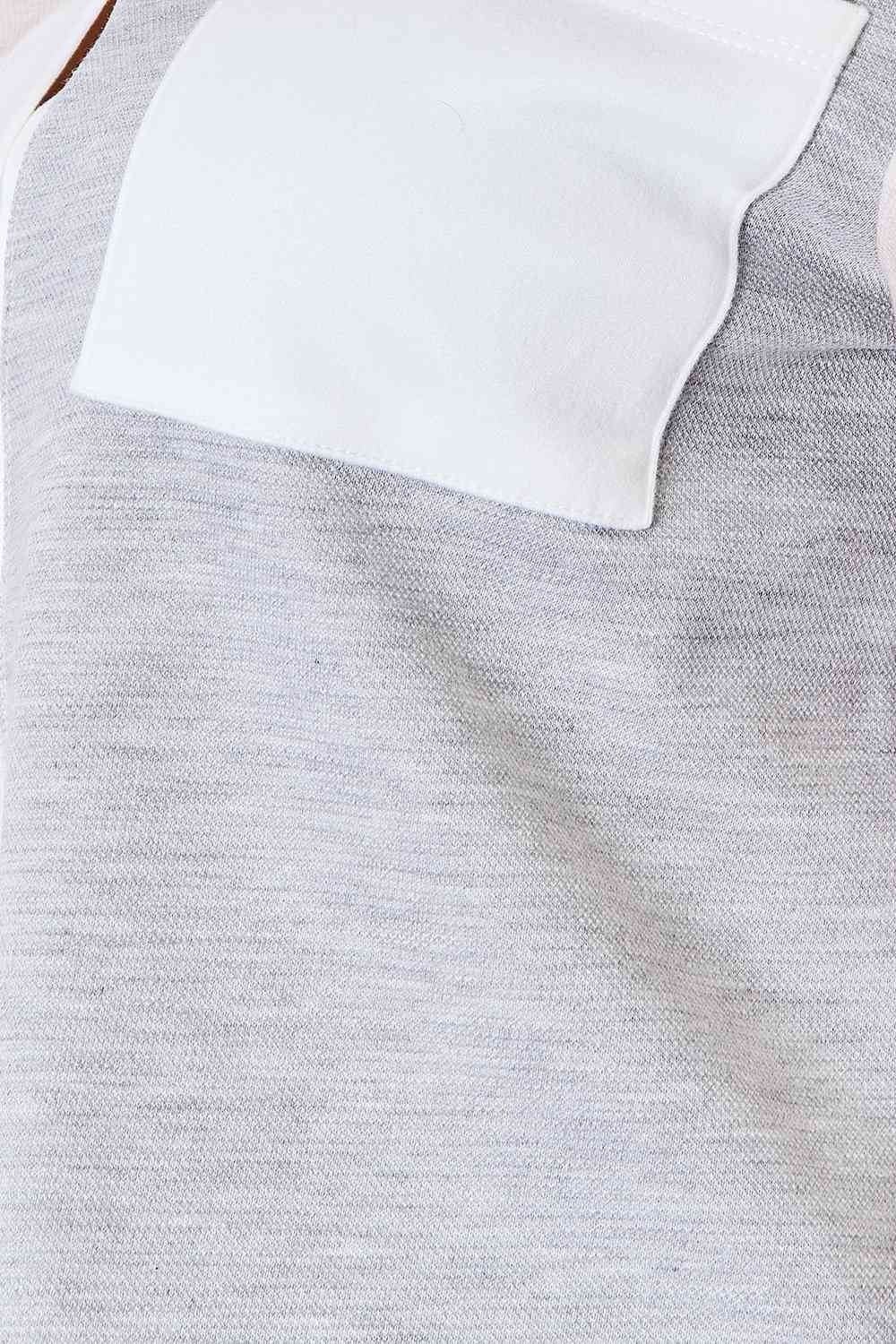Double Take Color Block Curved Hem Shirt Shop One Place