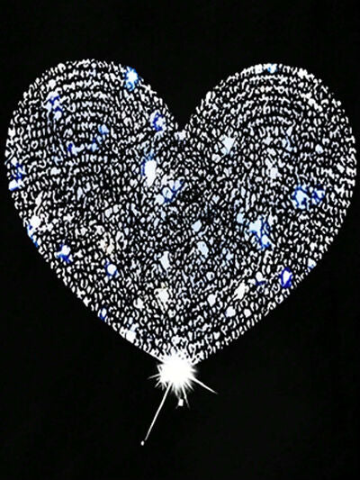 Heart Round Neck Short Sleeve T-Shirt Shop One Place