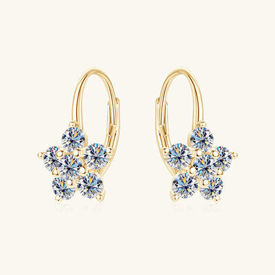 1.2 Carat 925 Sterling Silver Moissanite Flower Huggie Earrings Shop One Place