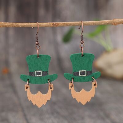 Wooden Hat Shape Dangle Earrings Shop One Place