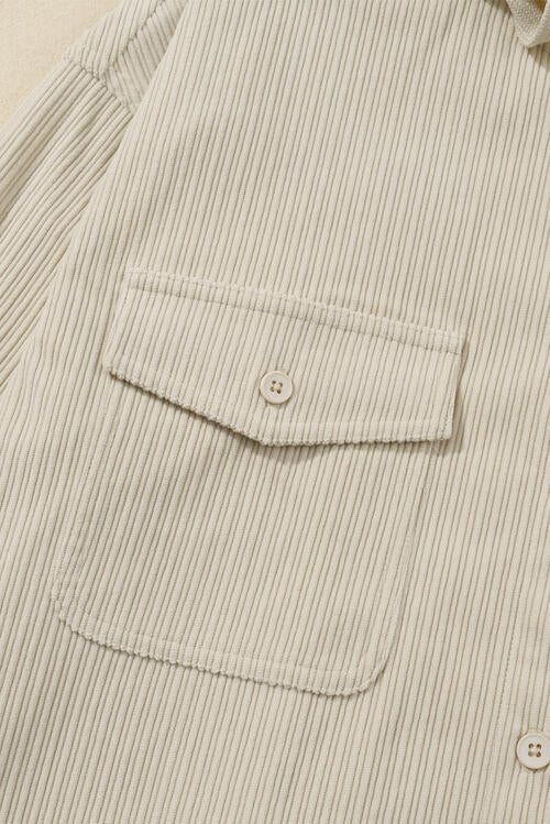 Pocketed Hooded Long Sleeve Jacket Shop One Place