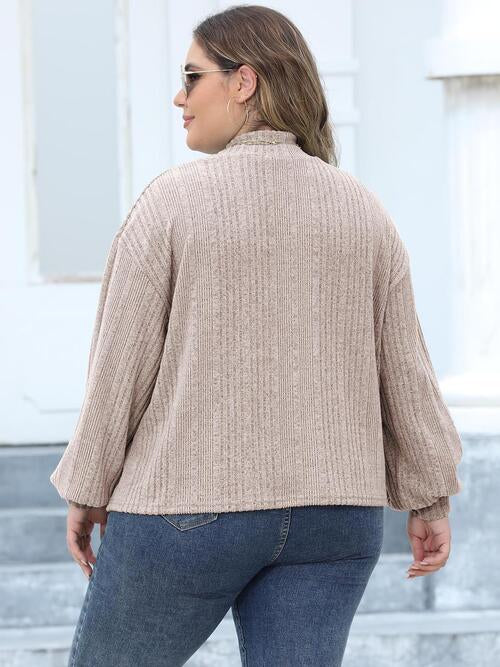 Plus Size Mock Neck Long Sleeve Knit Top Shop One Place