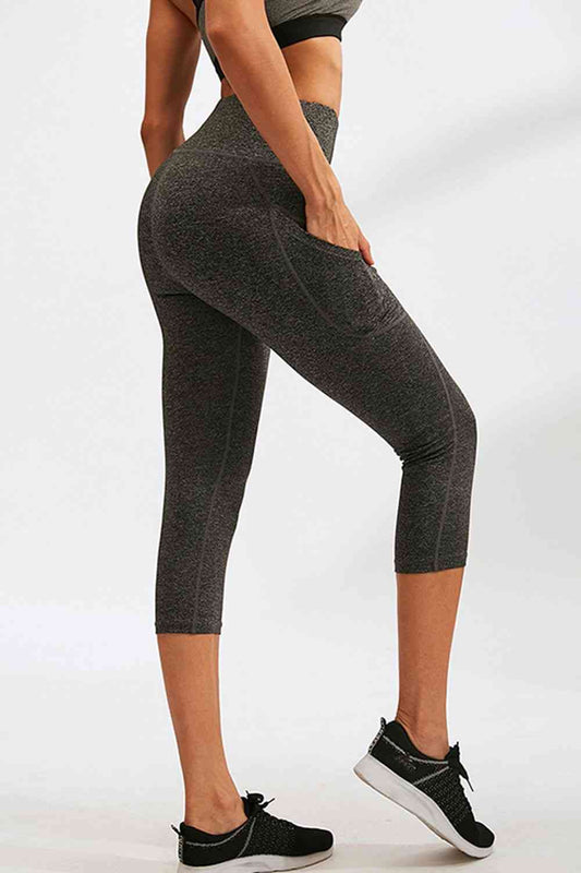 Slim Fit Wide Waistband Active Leggings with Pockets Shop One Place