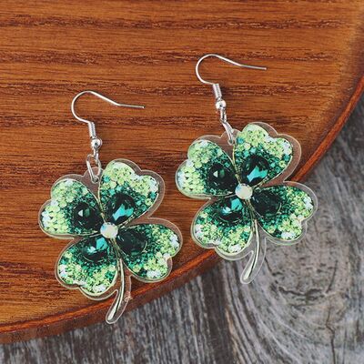 Lucky Clover Acrylic Dangle Earrings Shop One Place