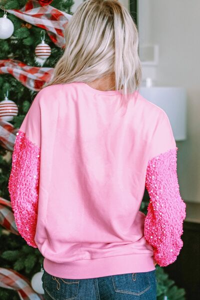 LOVE Sequin Dropped Shoulder Sweatshirt Shop One Place