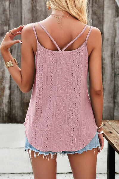 Eyelet V-Neck Double Strap Cami Shop One Place