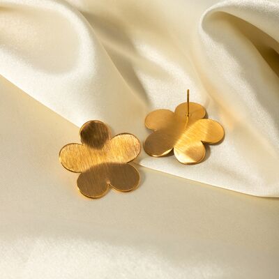 18K Gold-Plated Stainless Steel Flower Stud Earrings Shop One Place