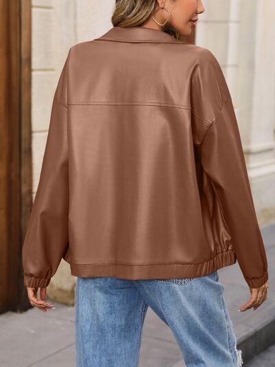 Zip Up Dropped Shoulder Jacket Shop One Place