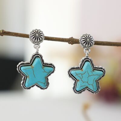 Artificial Turquoise Alloy Star Earrings Shop One Place