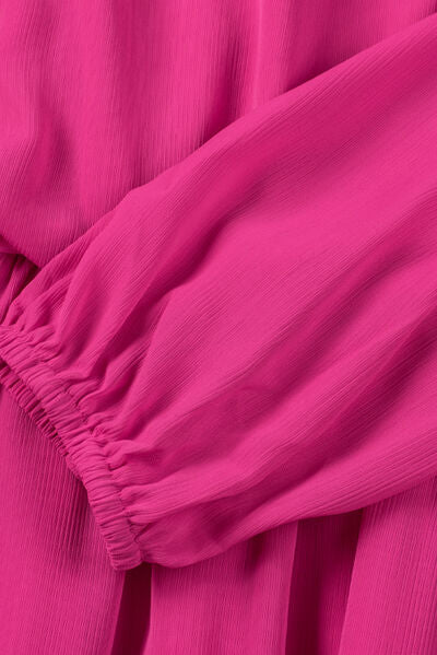 Frill Tie Neck Balloon Sleeve Dress Shop One Place