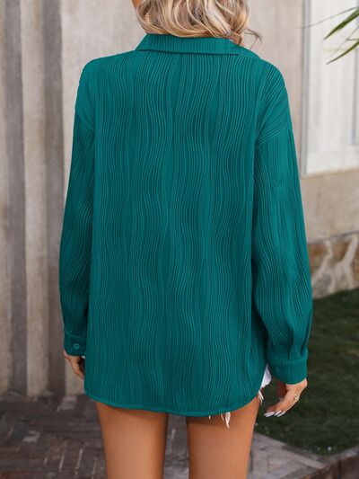 Button Up Dropped Shoulder Shirt Shop One Place