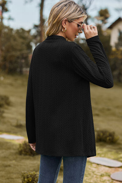 Textured Open Front Long Sleeve Cardigan Shop One Place