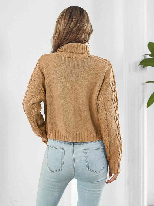 Turtleneck Dropped Shoulder Sweater Shop One Place