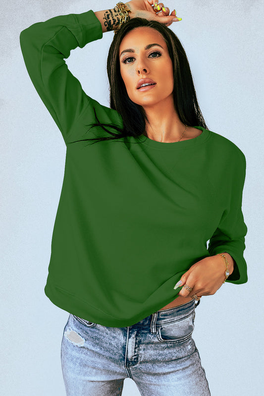 Round Neck Dropped Shoulder Sweatshirt Shop One Place