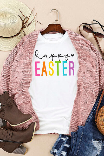 HAPPY EASTER Round Neck Short Sleeve T-Shirt Shop One Place