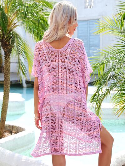 Slit Openwork V-Neck Cover Up Shop One Place