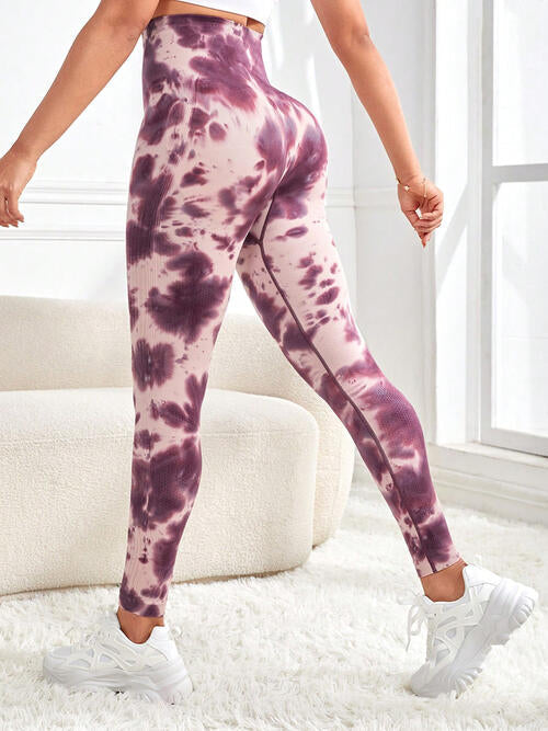 Tie-Dye Wide Waistband Active Leggings Shop One Place
