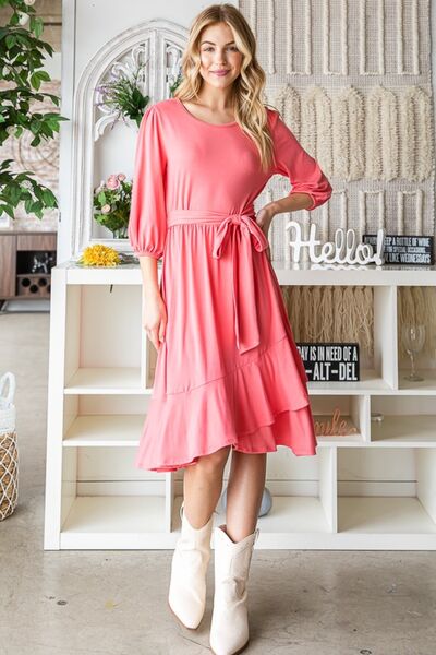 Reborn J Tie Front Ruffle Hem Dress Shop One Place