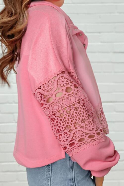 Crochet Snap Button Sweatshirt Shop One Place
