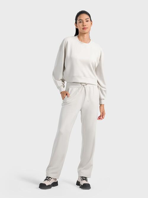 Round Neck Drop Shoulder Sports Top Shop One Place