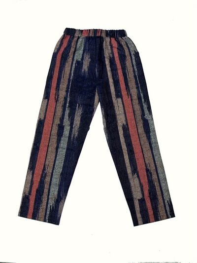 Striped Pocketed Elastic Waist Pants Shop One Place
