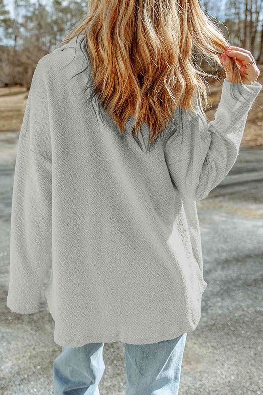 Dropped Shoulder Collared Jacket Shop One Place