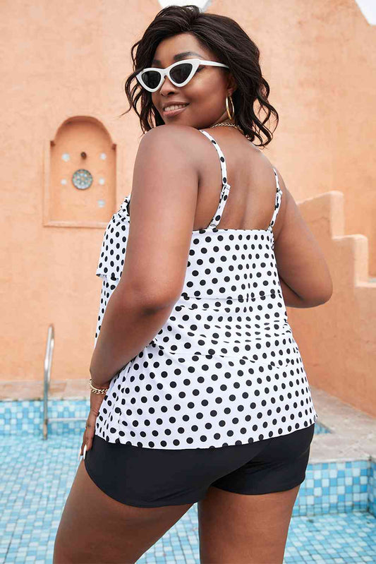 Polka Dot Layered Swim Top Shop One Place