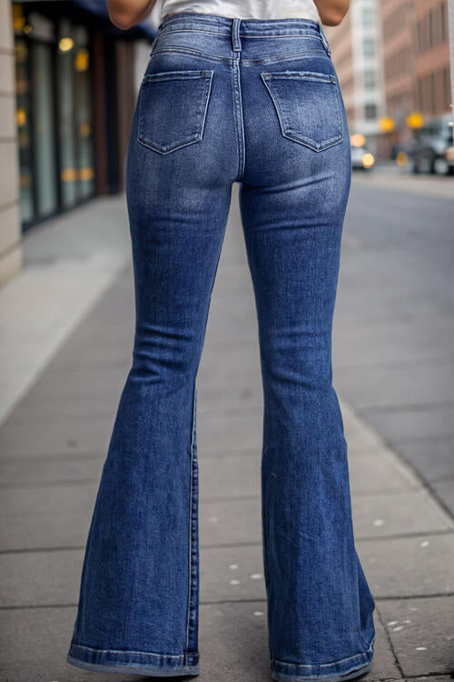 Plus Size High Waist Flare Jeans Shop One Place