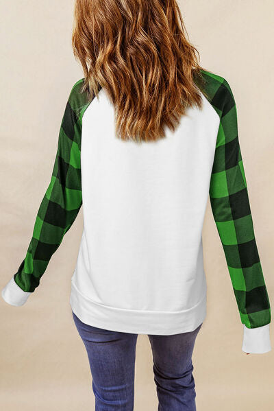 Lucky Clover Sequin Round Neck Sweatshirt Shop One Place