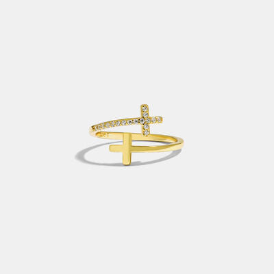 Zircon 925 Sterling Silver Double Cross Bypass Ring Shop One Place
