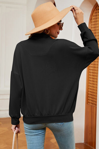 Half Zip Dropped Shoulder Sweatshirt Shop One Place
