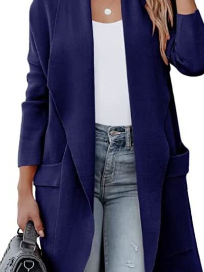Open Front Dropped Shoulder Outerwear Shop One Place