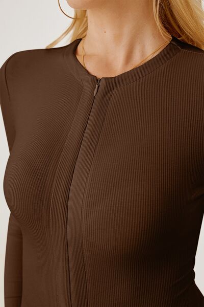 Zip Up Long Sleeve Bodysuit Shop One Place