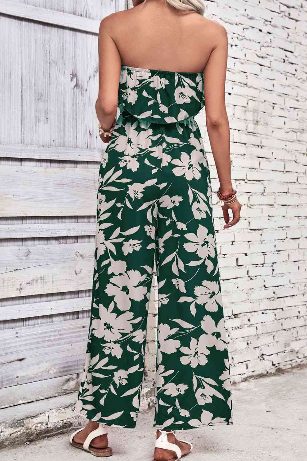 Floral Strapless Wide Leg Jumpsuit Shop One Place