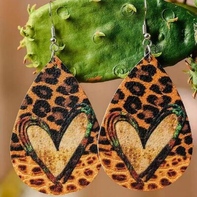 PU Leather Leopard Teardrop Earrings Shop One Place
