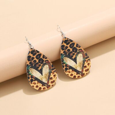 PU Leather Leopard Teardrop Earrings Shop One Place