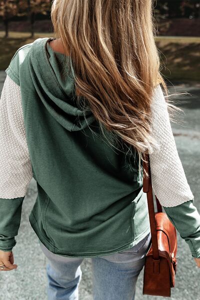Color Block Dropped Shoulder Hoodie Shop One Place