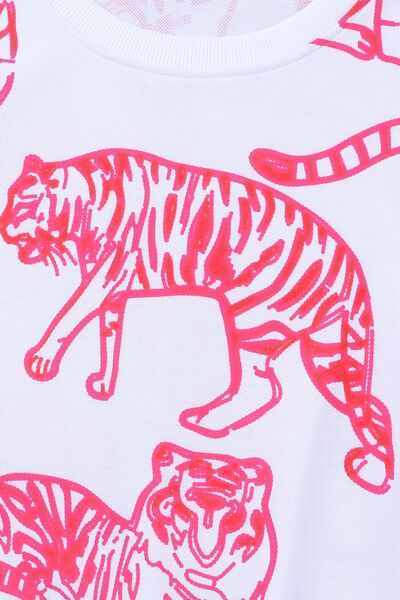 Tiger Round Neck Dropped Shoulder Sweatshirt Shop One Place