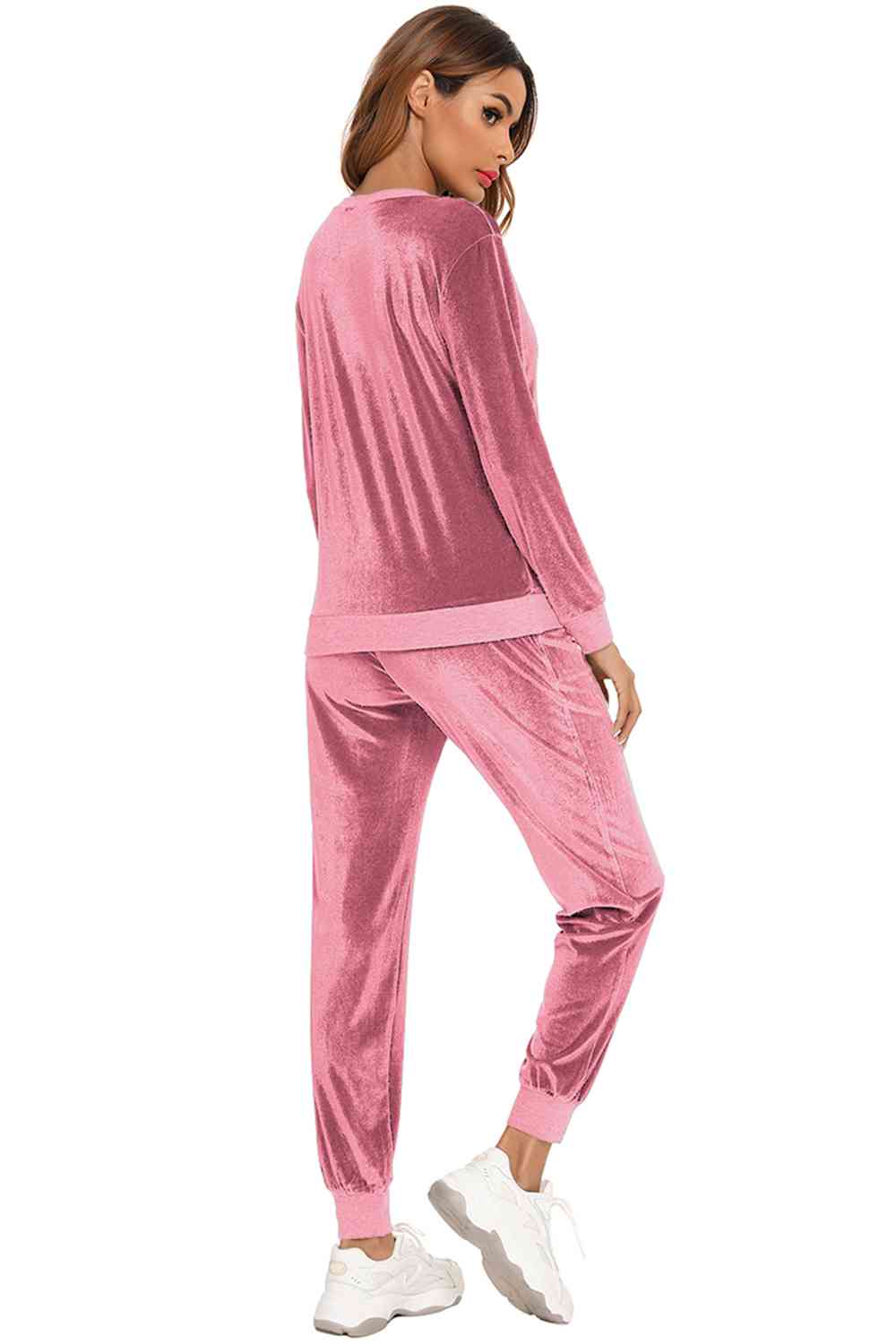 Round Neck Long Sleeve Loungewear Set with Pockets Shop One Place