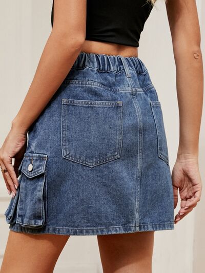 High Waist Denim Skirt Shop One Place