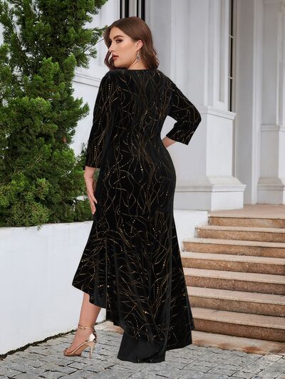 Plus Size Ruffle Hem High-Low Dress Shop One Place