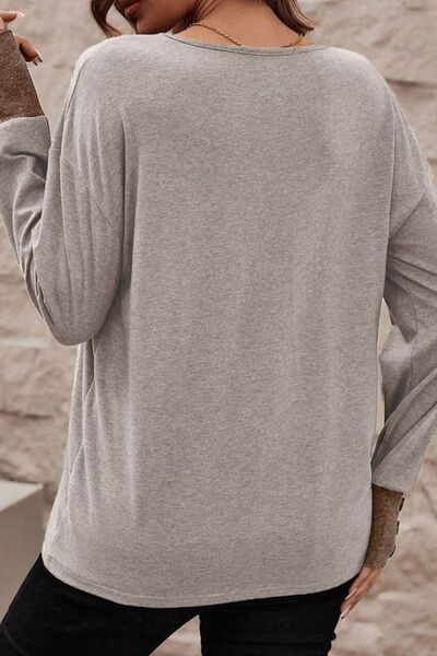 V-Neck Dropped Shoulder Blouse Shop One Place