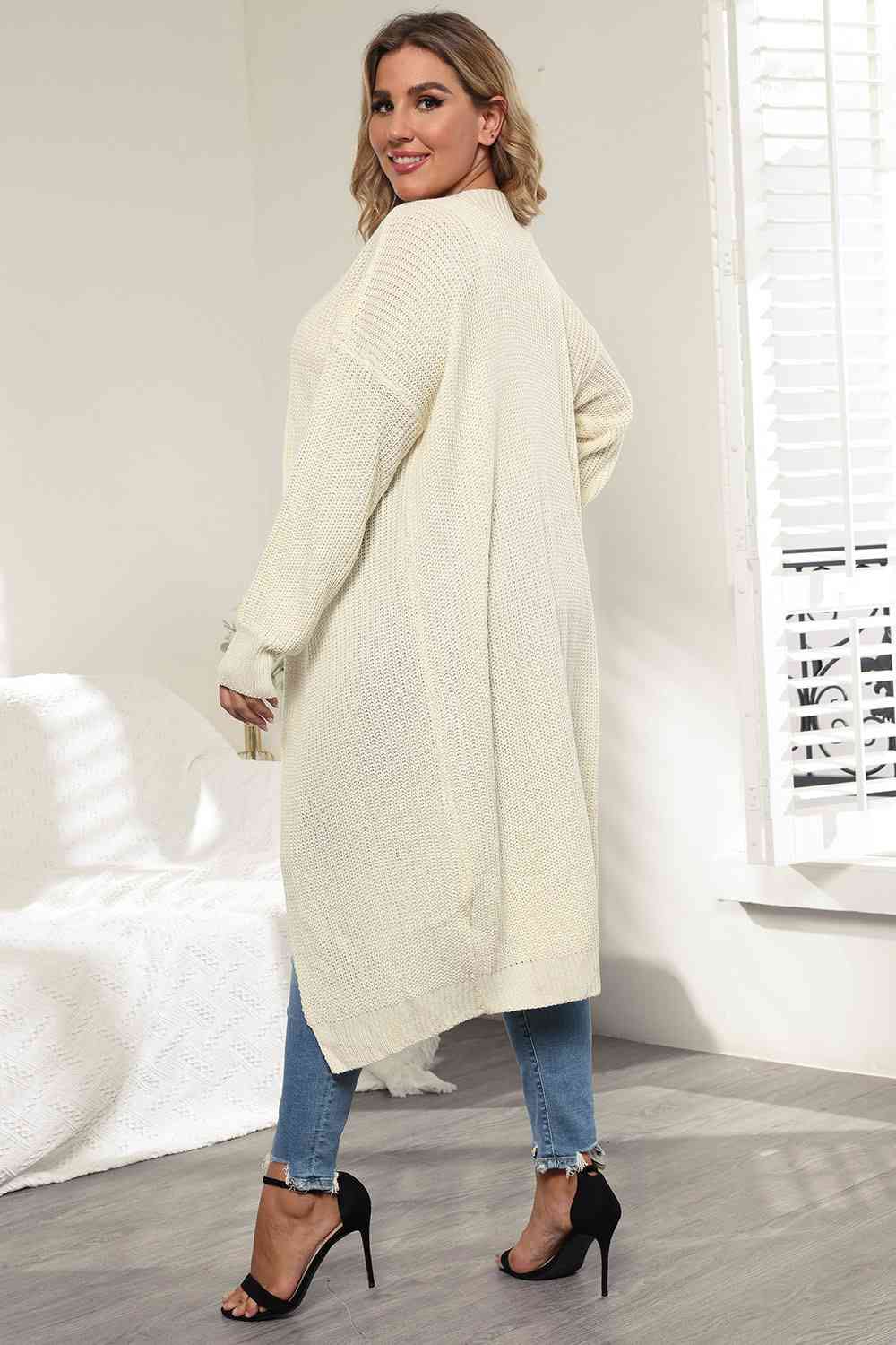 Plus Size Open Front Long Sleeve Cardigan Shop One Place