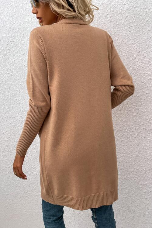 Open Front Long Sleeve Cardigan with Pockets Shop One Place