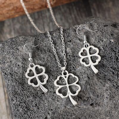 Lucky Clover Alloy Earrings and Necklace Jewelry Set Shop One Place