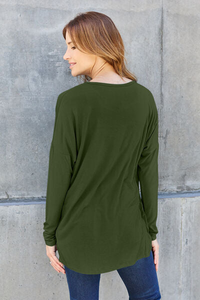 Basic Bae Full Size Round Neck Dropped Shoulder T-Shirt Shop One Place